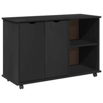 vidaXL Gabinete Rodante Negro 100 X 39 X 65,5 Cm Madera De Pino Macizo Vidaxl