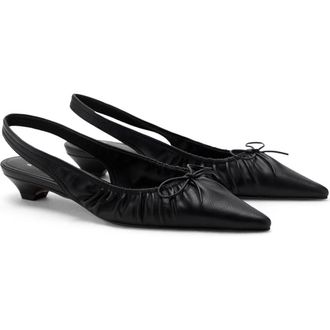 Mango Slingback Pointed Toe Kitte Heel Pump in Black at Nordstrom, Size 6Us