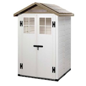Shires Tuscany Evo 4x4 100 Apex Plastic Shed Double Door with Two Windows in White