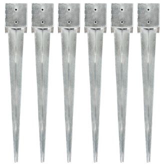 vidaXL Vidaxl - Picas De Tierra 6 Uds Acero Galvanizado Plateado 12x12x89 Cm