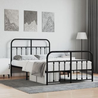 Berkfield Home Metal Bed Frame with Headboard & Footboard Black 120x200 cm | Size: Small Double