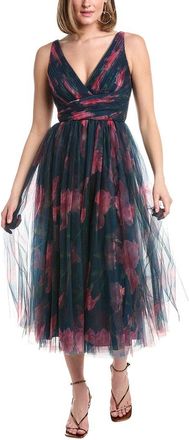 Rene Ruiz Sleeveless Plunging Neckline Textured Gown