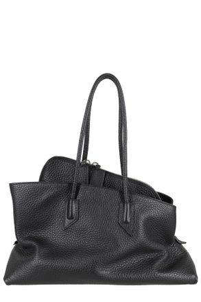 The Attico Black La Passeggiata Medium Leather Tote Bag