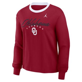 Nike Jordan Womens Oklahoma Legacy Jordan Brand College Long-Sleeve T-Shirt in Red | 0JN299MIOKN-MGK