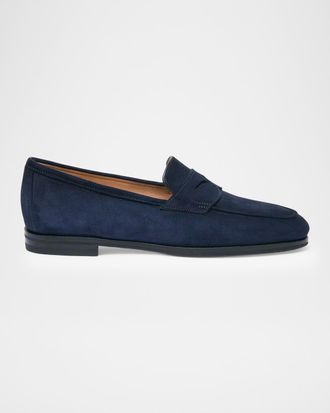 Santoni Suede Penny Loafers