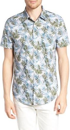 AG - Adriano Goldschmied Nash Regular Fit Print Sport Shirt in Plaited Palms at Nordstrom Rack, Size X-Small