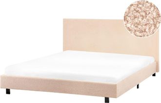 Beliani Cama matrimonial de tejido beige 160x200