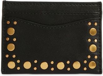 Rebecca Minkoff Noemie Stud Leather Card Case in Black at Nordstrom