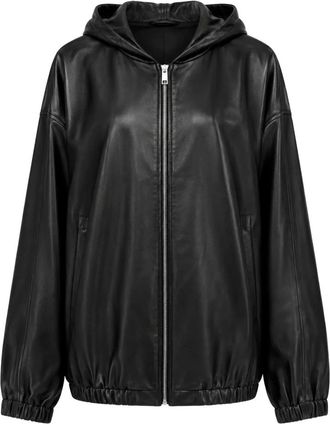 Arma Hooded Zip-Up Jacket - Dames - Leren en Su&egrave;de Jassen - Zwart - S - Leer - Jassen