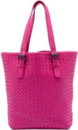 Bottega Veneta Pre-owned Tote Bags, female, Pink, Size: ONE SIZE Pre-owned Woven Tote