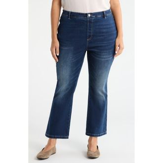 Lyss&eacute; Estelle Pull-On Ankle Flare Jeans in Dark Midwash at Nordstrom, Size 1 X