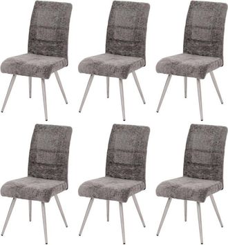 Hhg Hhg - Nunca Usado] Juego De 6 Sillas De Comedor 102, Silla De Cocina Sill&oacute;n, Acero Inoxidable Cepillado Tejido/textil Chenilla Oeko-tex, Gris Oscuro