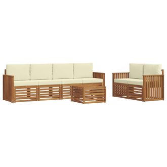 vidaXL Conjunto De Sof&aacute;s De Exterior Con Coj&iacute;n 7 Pcs Natural Y Crema Vidaxl
