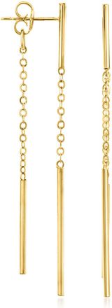 Canaria Canaria 10kt Yellow Gold Front-Back Linear Bar Drop Earrings