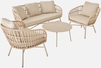 Sweeek Conjunto De Muebles De Jard&iacute;n De Cuerda De 4 Plazas