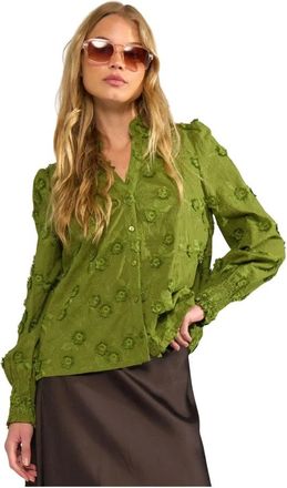 N&uuml;mph Nulenea Shirt - Dames - Blouses - Groen - M - Leer - Overhemden