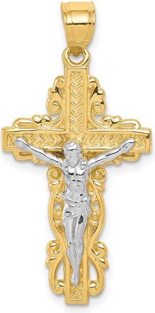 Diamond2Deal 10k Yellow Gold Rhodium Crucifix Pendant
