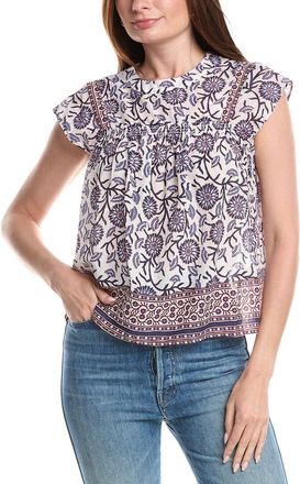 Elie Tahari T Tahari Smocked Trim Woven Blouse