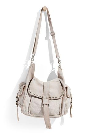 Free People We The Free Leigh Distressed Leather Hobo Bag in Pearl at Nordstrom