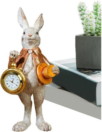 OEM Figurine Lapin - Reloj Decorativo En Resina Con Sombrero - Decoraci&oacute;n De Pascua Para Estante Buffet Chimenea - 1 Unidad