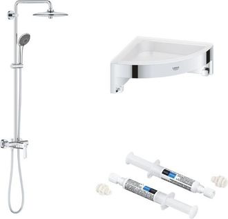 GROHE Columna De Ducha Mec&aacute;nica Grohe Vitalio Joy 260 + Estante Esquinero Grohe Start Cube + Pegamento Quickglue
