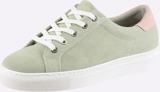 Heine Schn&uuml;rschuh HEINE, Damen, Gr. 35, mint, ros&eacute;, Leder, Rindsleder, Veloursleder, Schuhe Schn&uuml;rschuh