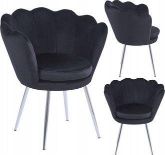 OEM Elegante Sill&oacute;n De Terciopelo Negro Con Patas Plateadas Tapizado Para Sala