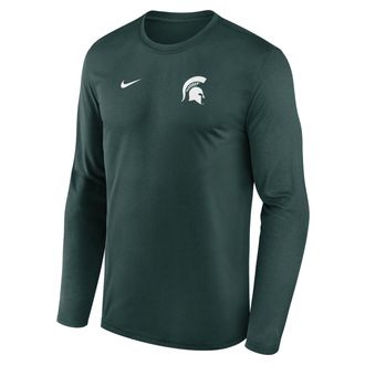 Nike Michigan State Sideline Legend Small Logo Nike Mens Dri-FIT College Long-Sleeve T-Shirt in Green | 02TJ3EYMST-HE3