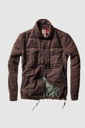 Relwen Mens Moleskin Snap Cpo Jacket In Dark Brown