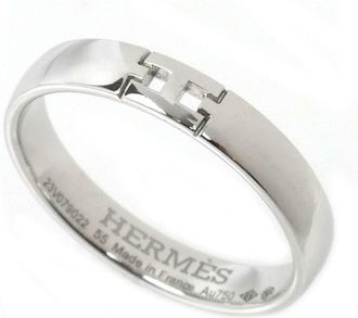 Herm&egrave;s White Gold White Gold (18K) Band Ring (Pre-Owned)