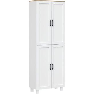 HOMCOM Homcom Alacena De Cocina N&oacute;rdico Mueble Aparador De Comedor Armario De Almacenamiento Con 4 Puertas Y Estantes Ajustables Antivuelco 60x30x171 Cm