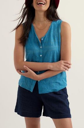 Seasalt Cornwall Carn Glaze Linen Vest in Waterscape at Nordstrom, Size 10