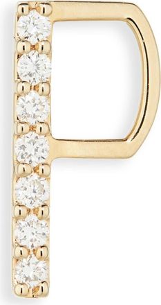 Lana Jewelry 14K Gold Diamond Initial Single Stud Earring in Yellow Gold - P at Nordstrom Rack