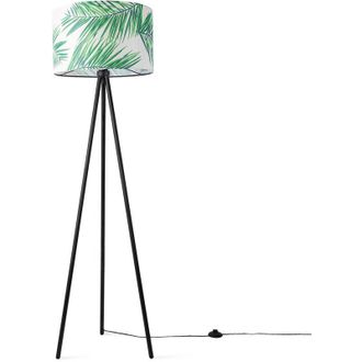 Paco Home Paco Home Lampada Da Terra Soggiorno Camera Da Letto E27 Natura Palme Verde Beige Verde (&Oslash;455cm), Lampada da terra - Nero