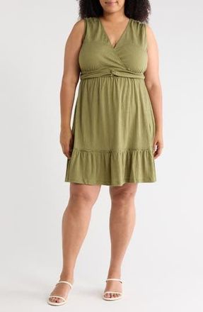 Max Studio Front Knot Tiered Dress in Sage-Sage at Nordstrom Rack, Size 1 X
