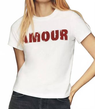 Sanctuary Amour Embellished Tee In White/ Cherry Lacquer