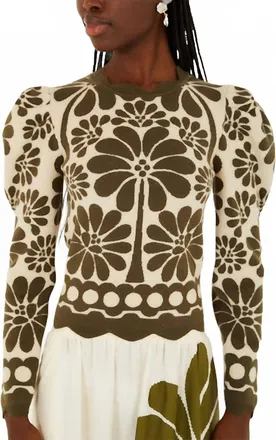 Farm Rio Palermo Knit Top In Green