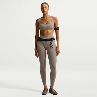 Nike Womens SKIMS Ribbed Seamless High-Waisted 26 Leggings in Brown | IR5014-260