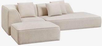 Sklum Sof&aacute; Modular Esquinero De 2 Piezas Con Div&aacute;n Derecho Y Puff Tapizado Cardea Sklum