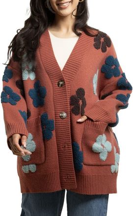 Saachi Floral Buttoned Cardigan in Brown at Nordstrom Rack