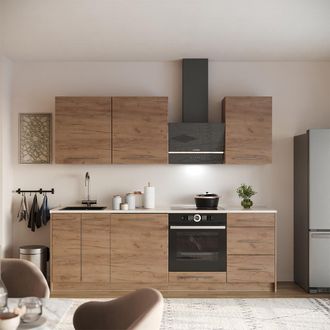 Vicco Mueble De Cocina Fame-line, Roble Dorado/roble Dorado, 230 Cm, Et M&aacute;rmol, Vicco
