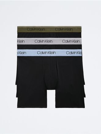 Calvin Klein Mens Micro Stretch 3-Pack Boxer Brief - Blue - XL