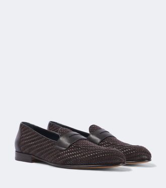 Brioni Appia leather and suede penny loafers