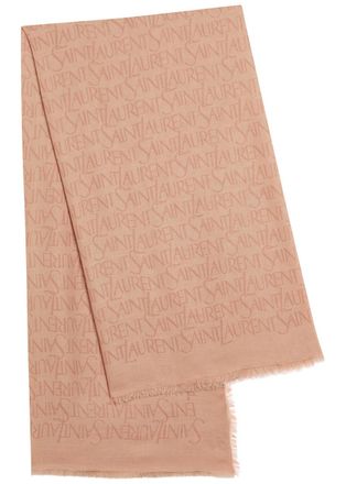 Saint Laurent Logo-monogrammed Modal-blend Scarf - Beige - One Size