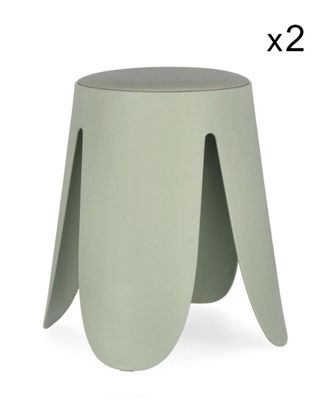 Konte Design Lote de 2 taburetes polipropileno verde oliva