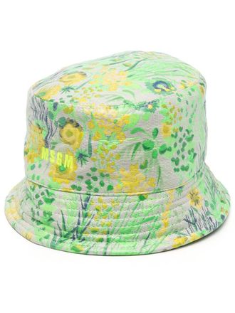 Msgm Vissershoed met bloemenprint - Groen
