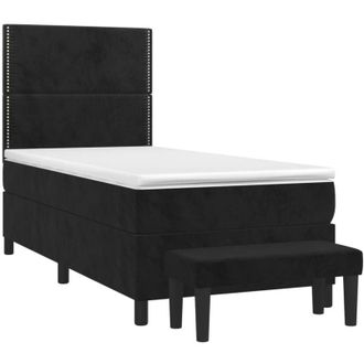 vidaXL Vidaxl - Cama Box Spring Con Colch&oacute;n Terciopelo Negro 90x200 Cm