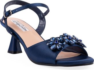 Lady Couture Liz Floral Crystal Sandal in Navy at Nordstrom Rack, Size 12