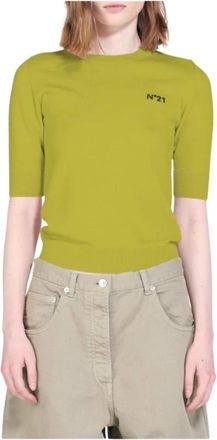 N&deg;21 Maglia girocollo - Dames - Ronde hals truien - Groen - L - Wol - Truien & Vesten
