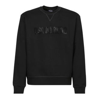 Dsquared2 Black Sequined Logo Sweatshirt Aw24 - male - Dsquared2 - Sweatshirts - Black - XS - Sweatshirts & Hoodies
